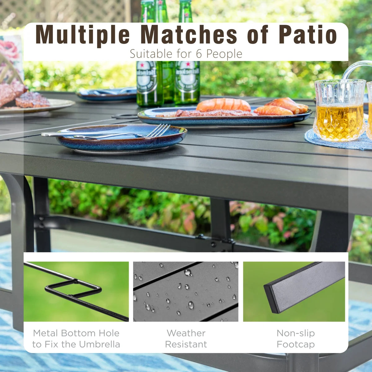 Rectangular 6 - Person 153Cm L Outdoor Table