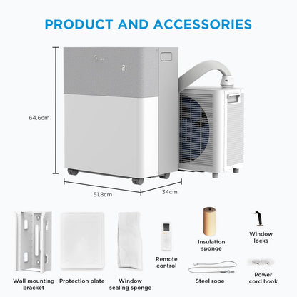 12000 BTU Portable Split Air Conditioner with Heat Pump, WiFi & 4-in-1 Climate Control
