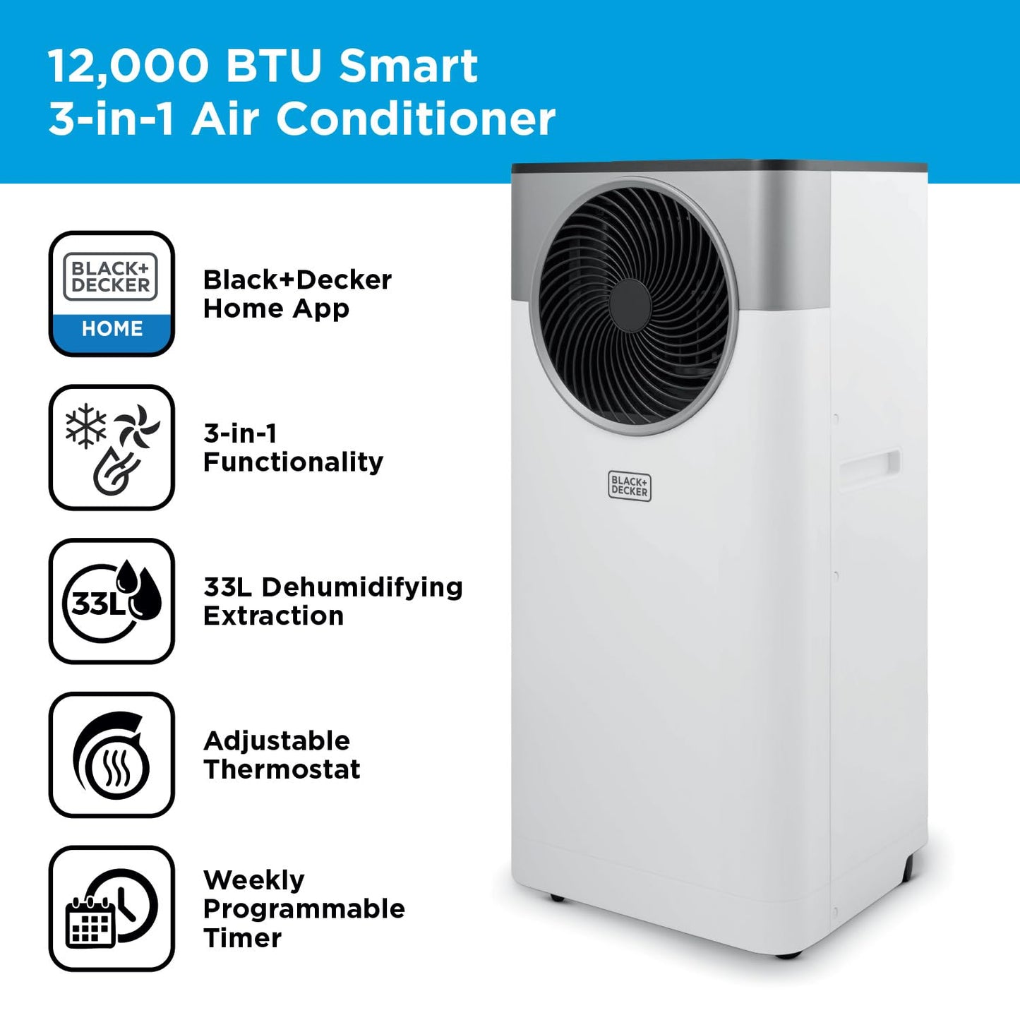 Smart Portable Air Conditioner with 3-in-1 Cooling, Fan & Dehumidifier Functions