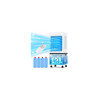 Portable Evaporative Air Cooler with 12L Tank, Remote Control & Timer