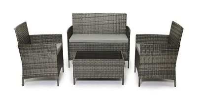 4 Seater Rattan Garden Furniture Set with Coffee Table & Cushions