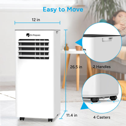 9000 BTU Portable Air Conditioner with Dehumidifier, Sleep Mode, Child Lock & Dual Window Kit