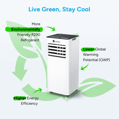 9000 BTU Portable Air Conditioner with Dehumidifier, Sleep Mode, Child Lock & Dual Window Kit