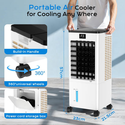 60W Evaporative Air Cooler with 8L Water Tank, Remote Control, LED Display & 4 Ice Packs