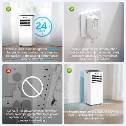 9000 BTU Portable Air Conditioner with Dehumidifier, Sleep Mode, Child Lock & Dual Window Kit