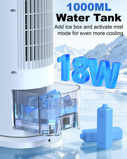 4-in-1 Portable Air Cooler with Remote Control, Mist Function & Timer