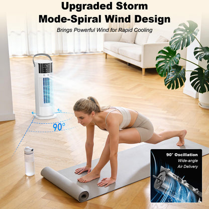 Portable Evaporative Air Cooler with Large Water Tank, Dual Mist, 4 Speeds & 90° Oscillation