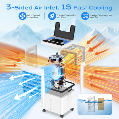 Portable Evaporative Air Cooler with 12L Tank, Remote Control & Timer