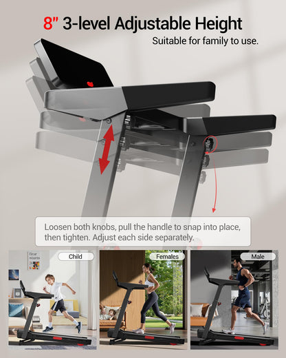 Heavy Duty Folding Treadmill with 20% Auto Incline & LED Touch Display