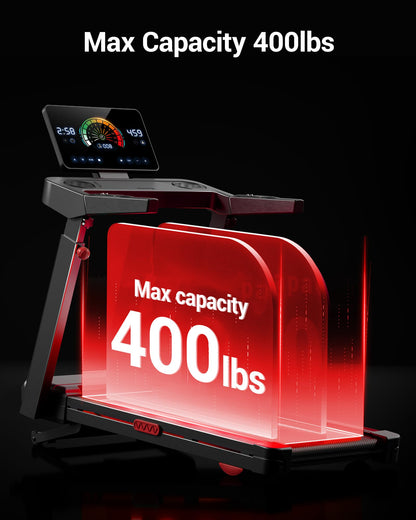 Heavy Duty Folding Treadmill with 20% Auto Incline & LED Touch Display