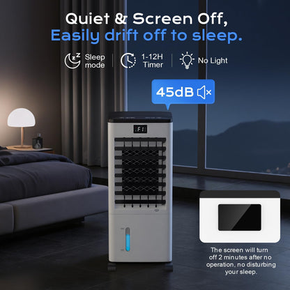 60W Evaporative Air Cooler with 8L Water Tank, Remote Control, LED Display & 4 Ice Packs
