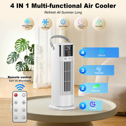 Portable Evaporative Air Cooler with Large Water Tank, Dual Mist, 4 Speeds & 90° Oscillation