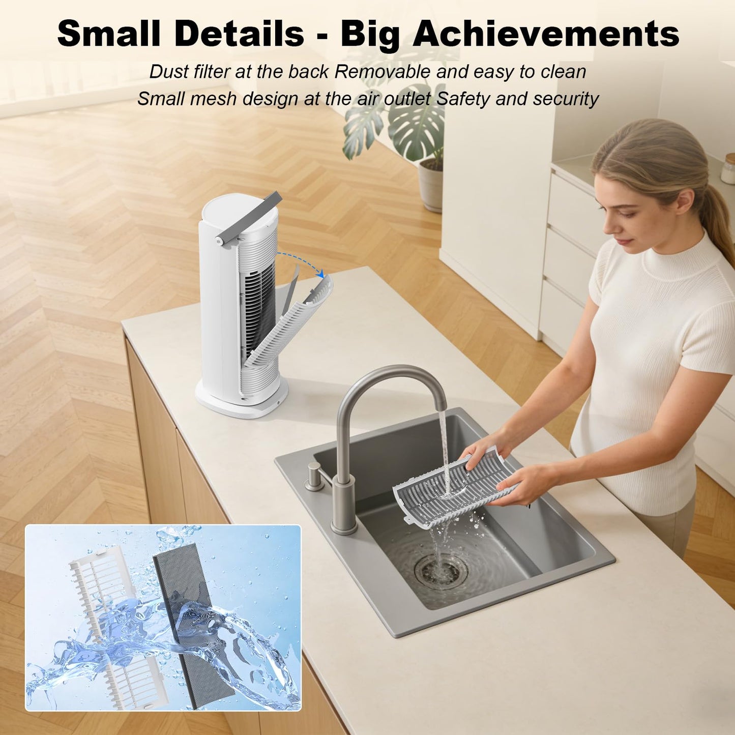 Portable Evaporative Air Cooler with Large Water Tank, Dual Mist, 4 Speeds & 90° Oscillation