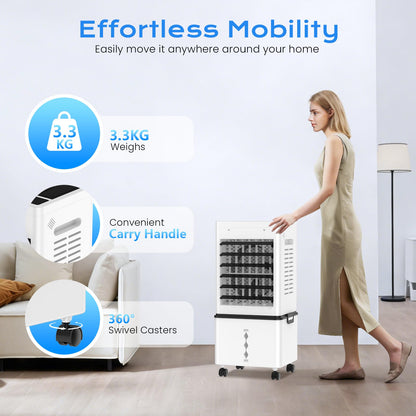 Portable Evaporative Air Cooler with 12L Tank, Remote Control & Timer