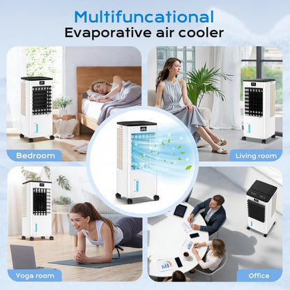 60W Evaporative Air Cooler with 8L Water Tank, Remote Control, LED Display & 4 Ice Packs