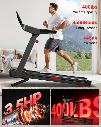 Heavy Duty Folding Treadmill with 20% Auto Incline & LED Touch Display
