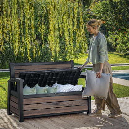 227L Outdoor Garden Storage Bench with Hidden Storage & 2 Person Seating