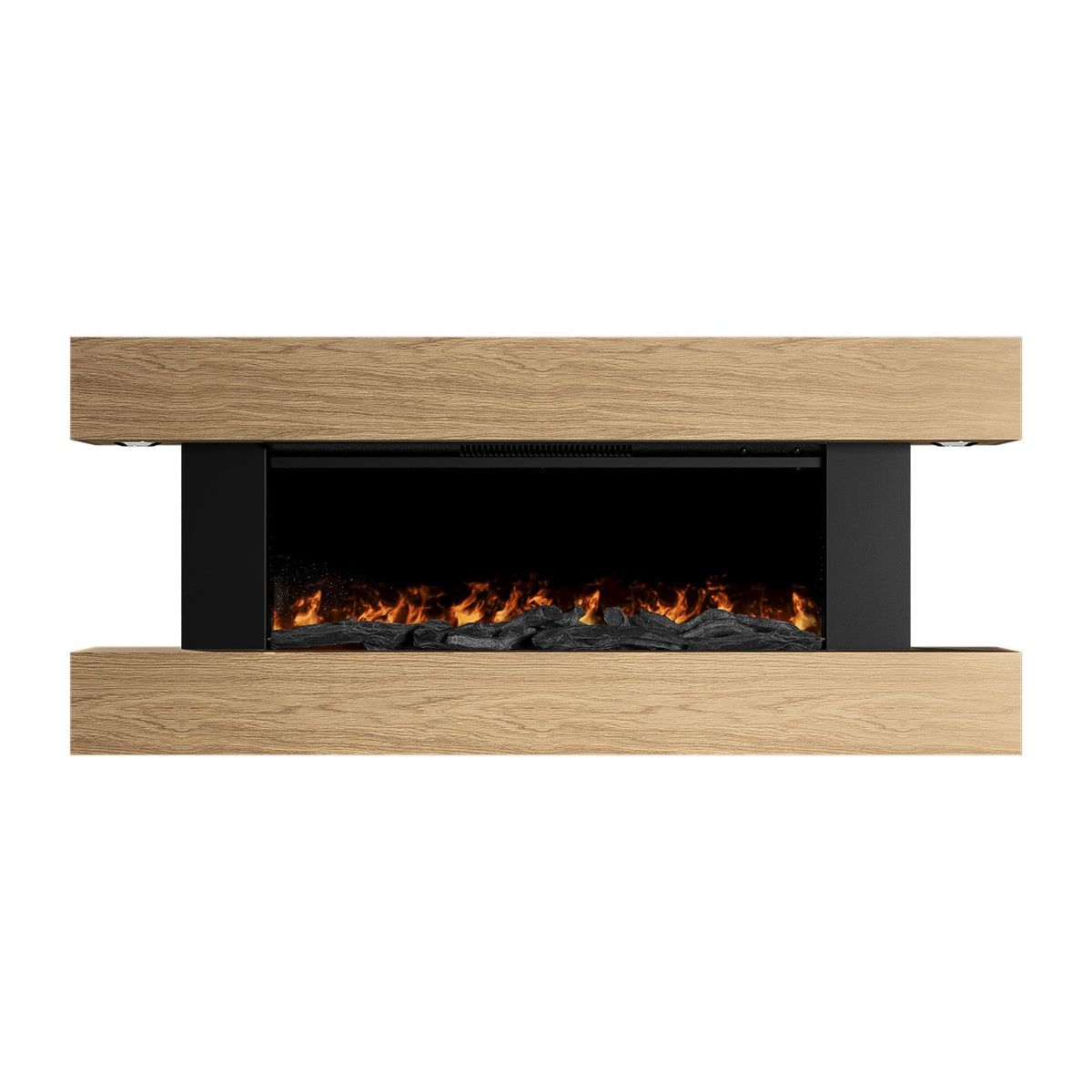Oak Wall-Mounted Electric Smart Fire Place with Surround - 52 Inch