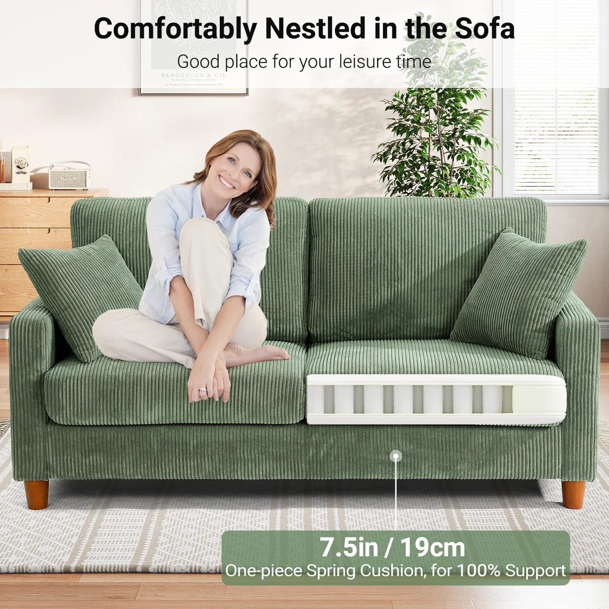 Quinston 2 Seater Corduroy Sofa