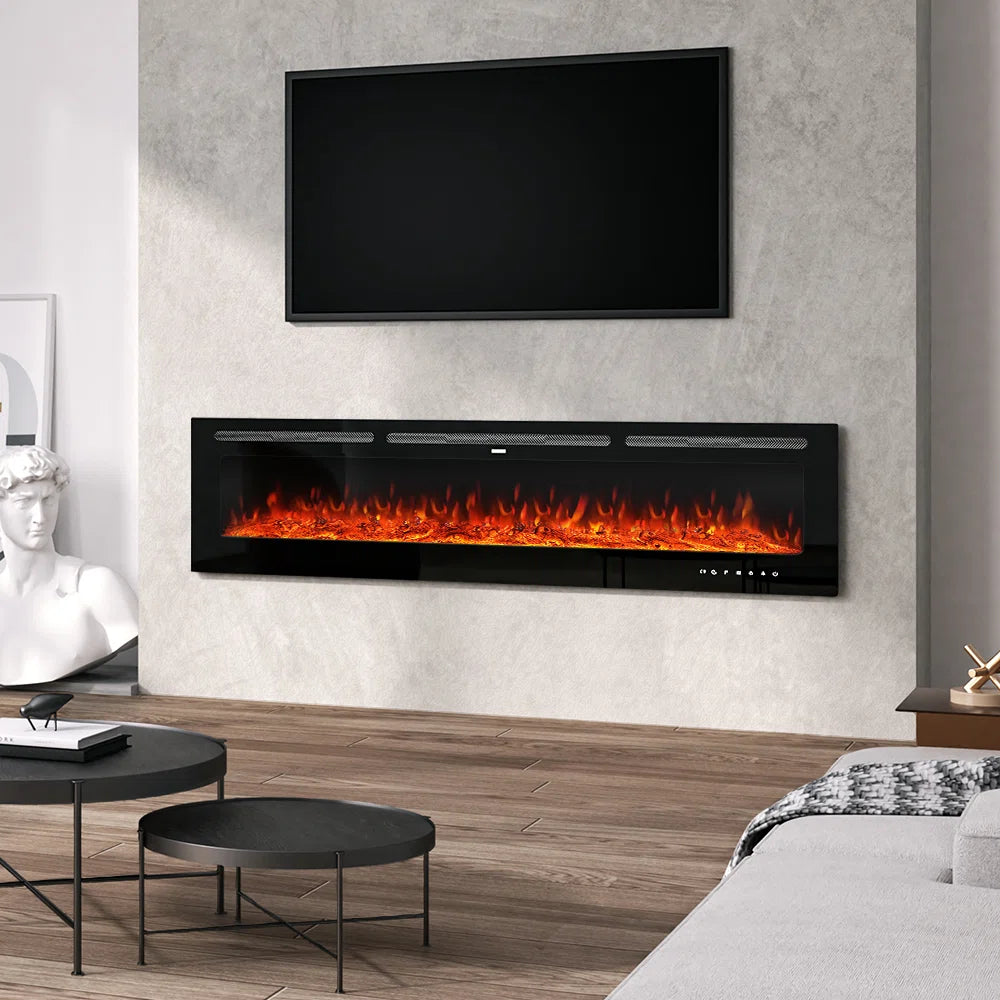 Adrianne Recessed/Wall Mounted Electric Fireplace Adjustable Flame with Remote