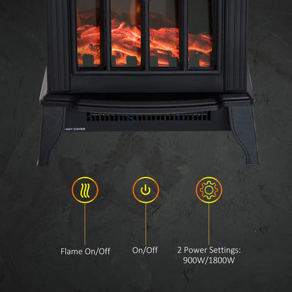Aaron Freestanding Electric Fireplace Heater w/ LED Flame 1000W/2000W Black