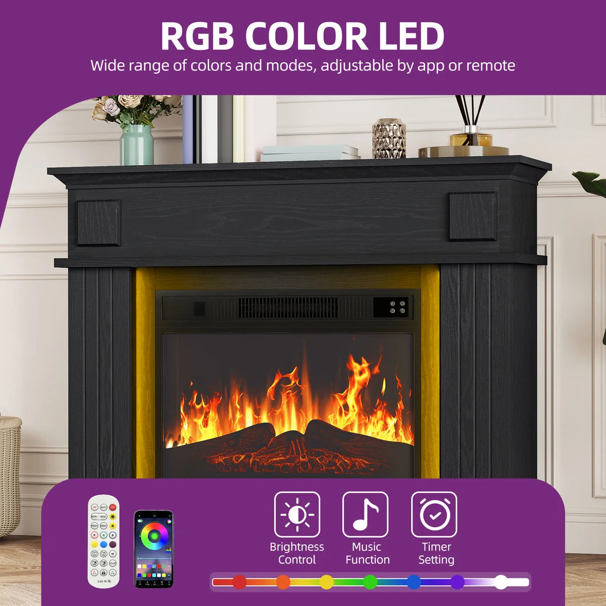 Metro Lane 100cm W Electric Fireplace with 6800 BTU