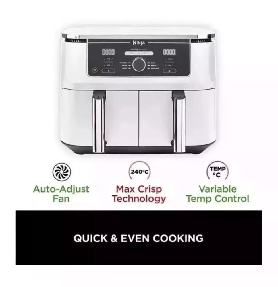 Ninja Foodi Air Fryer MAX Dual Zone, White -[AF400UK] 9.5L Brand New