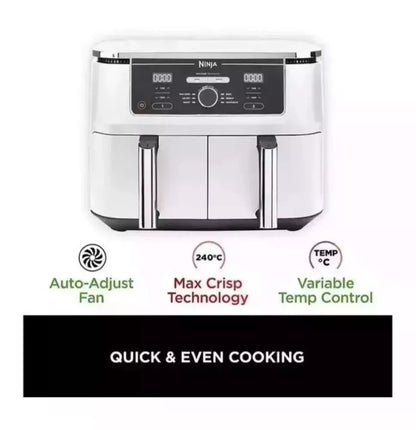 Ninja Foodi Air Fryer MAX Dual Zone, White -[AF400UK] 9.5L Brand New
