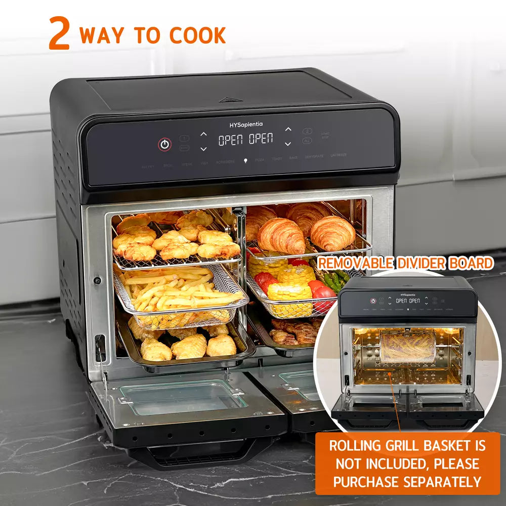 HYSapientia 22L Dual Zone Air Fryer Oven With Rotisserie Large Convection Oven