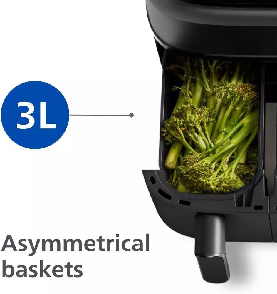 Philips Dual Basket Air Fryer (Na350/00) 9L  2-Drawer Design 1500w – Black