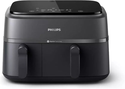 Philips Dual Basket Air Fryer (Na350/00) 9L  2-Drawer Design 1500w – Black