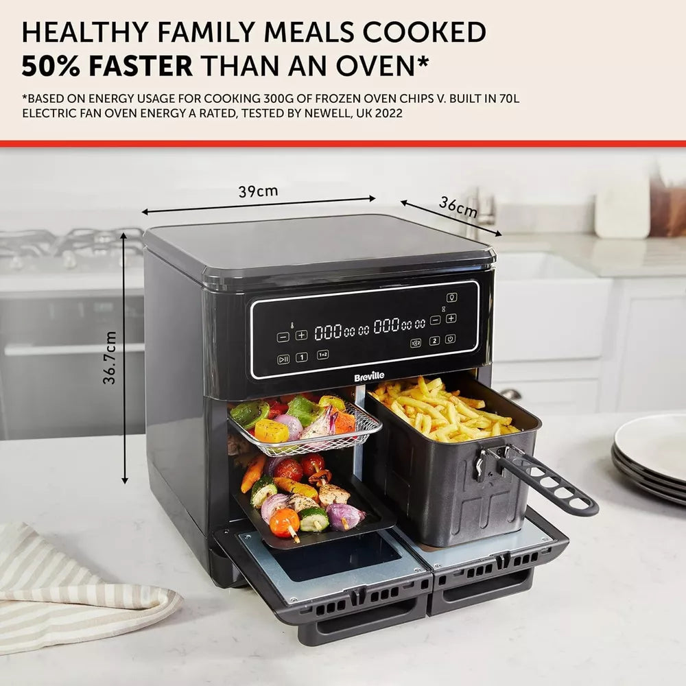 Breville Halo Flexi Digital Dual Air Fryer Oven 11L 2400W Black VDF130