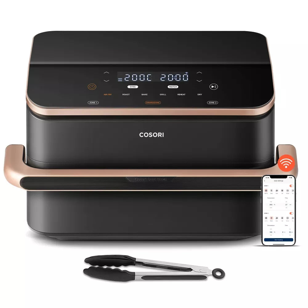 COSORI Smart Air Fryer TwinFry 10L  8-in-1 Non-Stick Dishwasher Safe Rose Gold