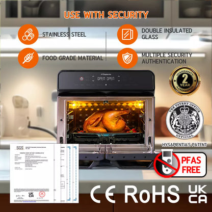 HYSapientia 22L Dual Zone Air Fryer Oven With Rotisserie Large Convection Oven
