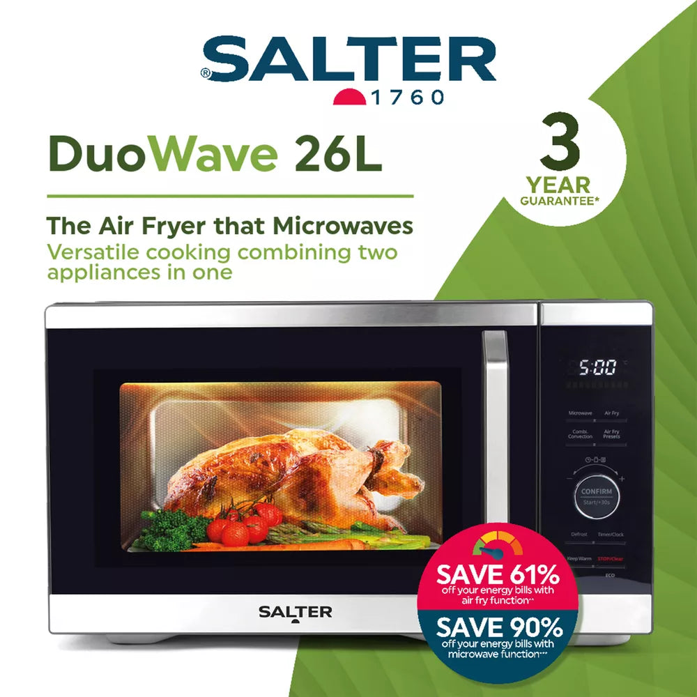 Salter Air Fryer & Microwave 2 In 1 DuoWave 10 Cooking Modes with Baking Pan