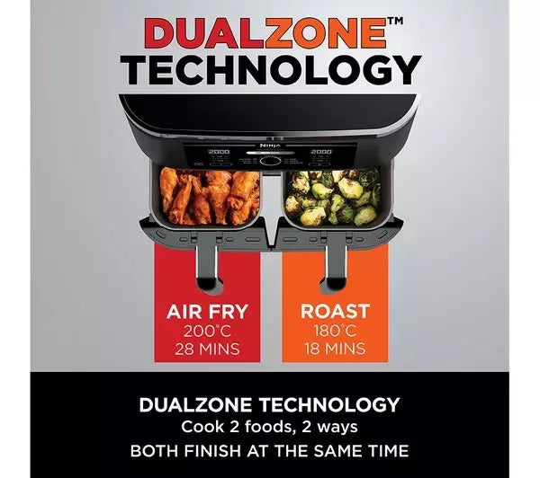Ninja AF300UK Foodi Dual Zone Air Fryer 6 Functions 7.6L + 2 Year Warranty (New)