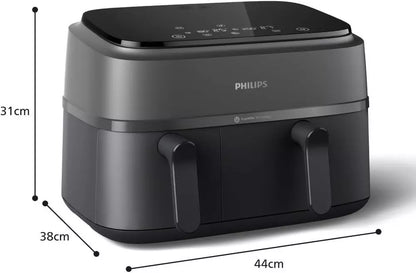 Philips Dual Basket Air Fryer (Na350/00) 9L  2-Drawer Design 1500w – Black