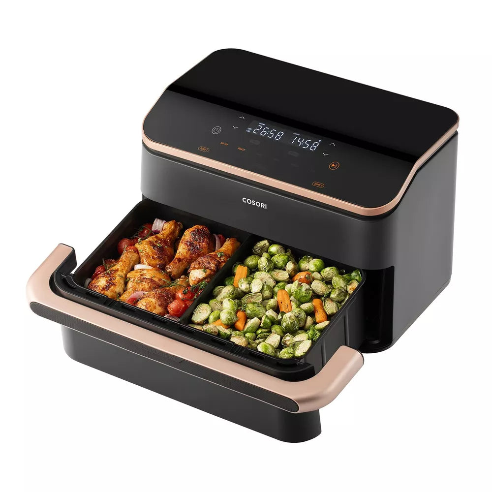 COSORI Smart Air Fryer TwinFry 10L  8-in-1 Non-Stick Dishwasher Safe Rose Gold