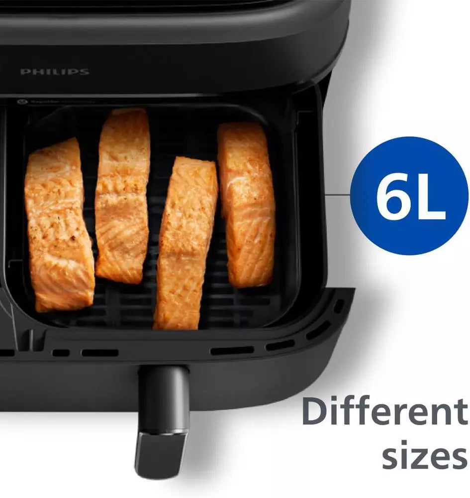 Philips Dual Basket Air Fryer (Na350/00) 9L  2-Drawer Design 1500w – Black