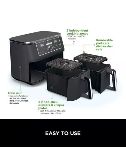 Ninja Foodi MAX Dual Zone 9.5L Air Fryer - AF400UK