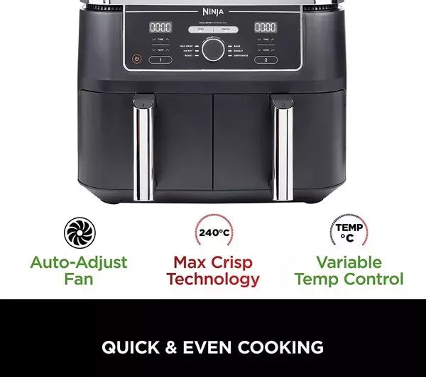Ninja AF400UK Foodi MAX Dual Zone Air Fryer 6 Functions 9.5L + 2 Year Warranty