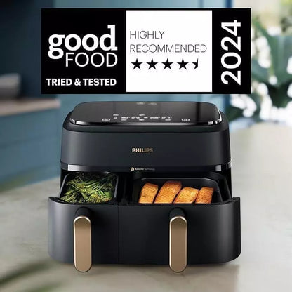Philips Dual Basket Air Fryer (Na350/00) 9L  2-Drawer Design 1500w – Black