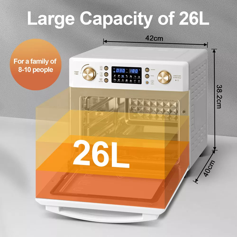 Air Oven 26L  Low Fat Healthy Cooker Air Fryer Oil Free 360° Hot Air Circulation