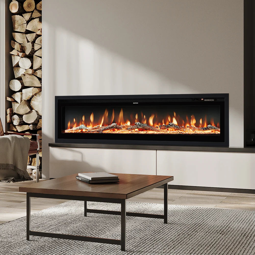 Ketilfrith Electric Fireplace with Remote Included, 12 Flame Colours, and 1800W