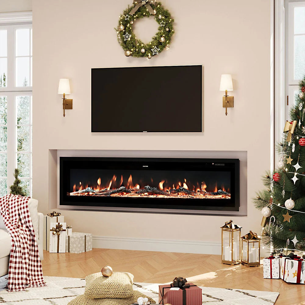 Ketilfrith Electric Fireplace with Remote Included, 12 Flame Colours, and 1800W