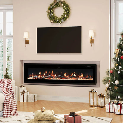 Ketilfrith Electric Fireplace with Remote Included, 12 Flame Colours, and 1800W