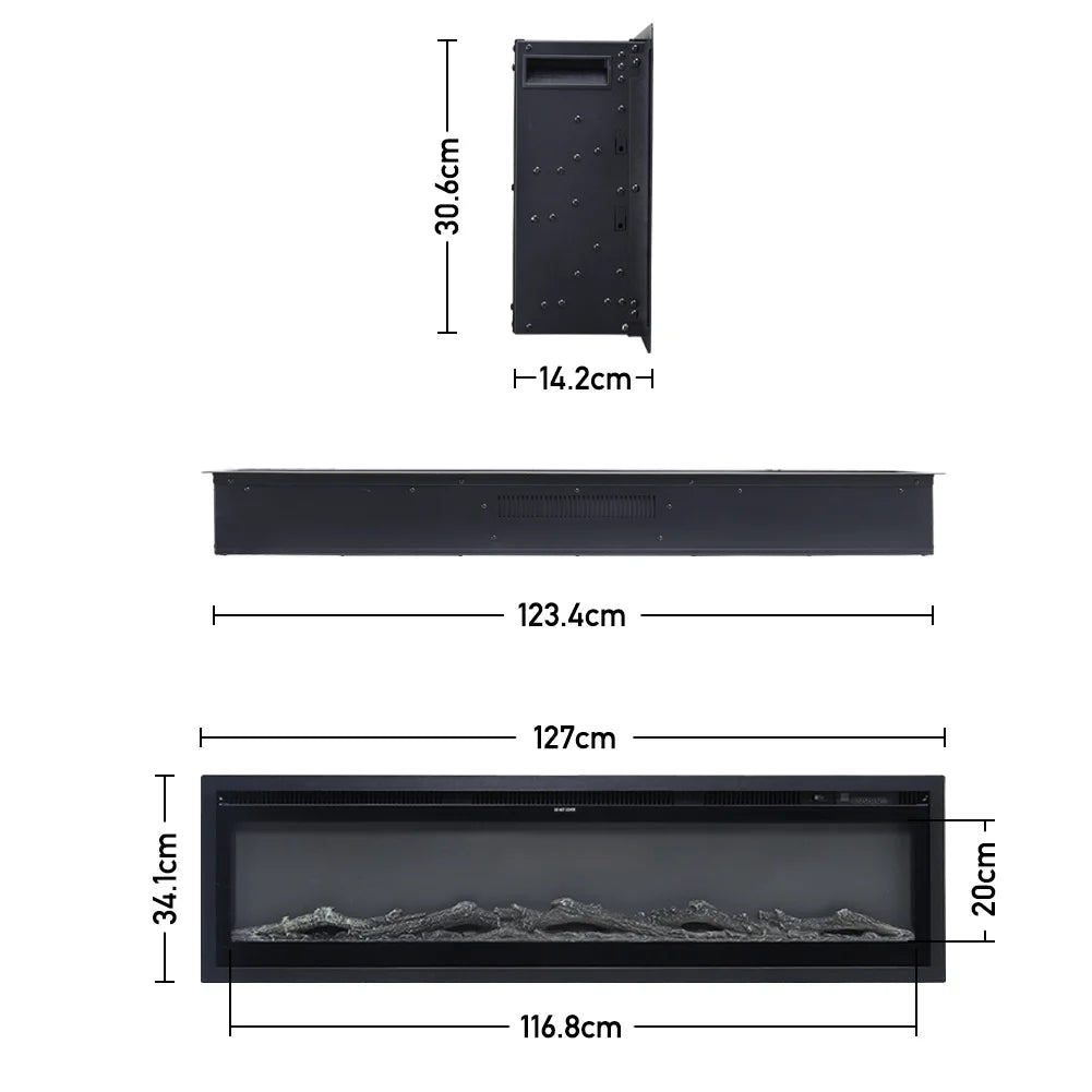 Ketilfrith Electric Fireplace with Remote Included, 12 Flame Colours, and 1800W